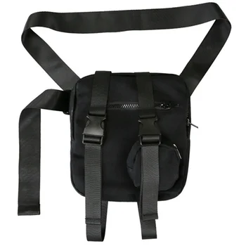 

Belt Pockets Men's and Women's Fashion Street Windbreaker Pockets Hips Chest Pockets Small Canvas Shoulder Bag