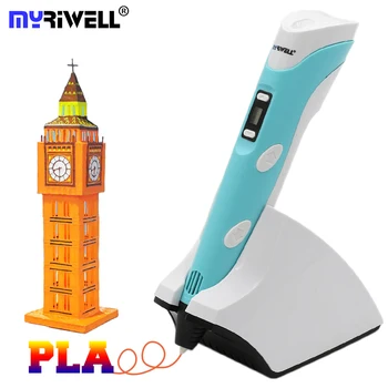 

Myriwell 2020 New 3D Printing Pen 3.7V 1500mAh Wireless Charging Kids 3D Drawing Pen With Free 30m PCL Filaments best selling
