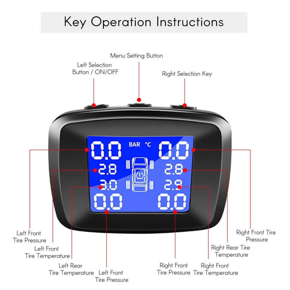 Автомобильный беспроводной ЖК-дисплей TPMS контроль давления в шинах внешние датчики Горячие универсальные инструменты для автомобилей