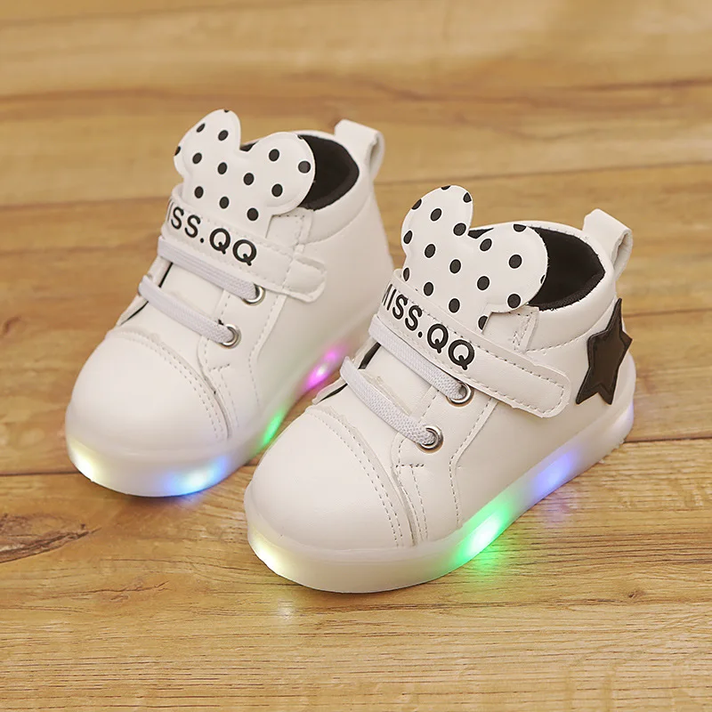 Дисней детская мультяшная Минни мальчик девочка детская нескользящая Мягкая подошва повседневная спортивная обувь освещение светодиодный