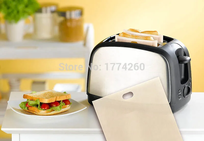 Walfos 3 Pieces 16*16.5CM Heat Resistant Non Stick Toast Bread Bags Bread Grill Microwave Bags Reusable Toaster