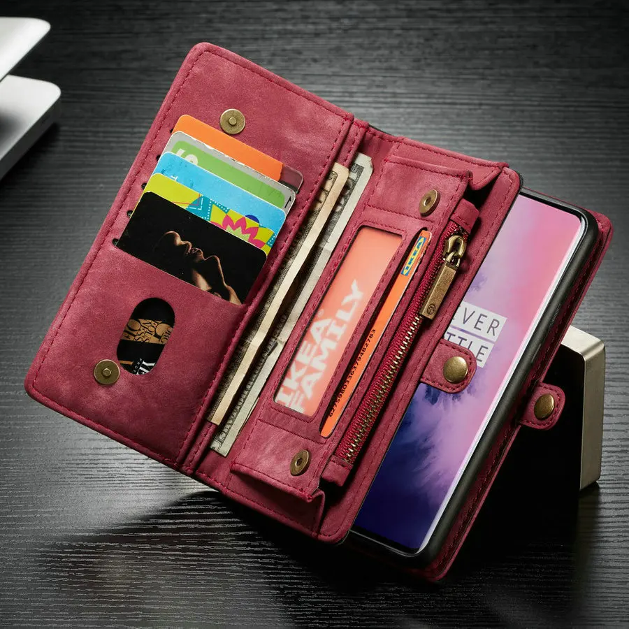 CaseMe OP7 кошелек чехол для телефона OnePlus 7 Pro роскошный 2 в 1 Многофункциональный кожаный чехол для OnePlus 7 откидная крышка