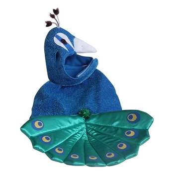 

Cute Pet Costume Peacock Pattern Design Puppy Dog Cat Cosplay Outfit for Christmas Carnival Party