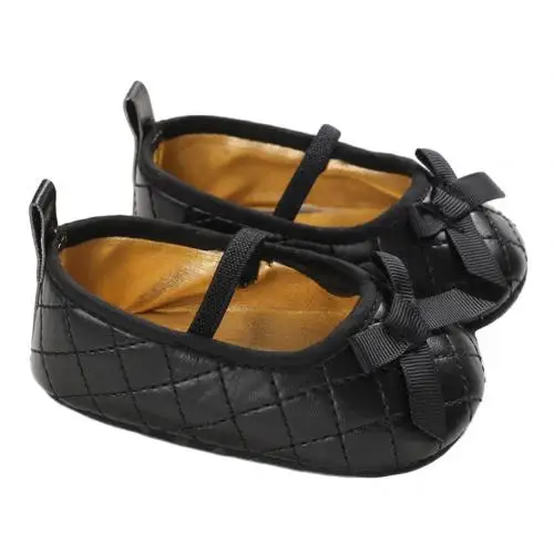 Black 13cm Однотонное детское платье с бантом; нескользящие кроссовки на мягкой подошве; обувь для начинающих ходить; подарок - Цвет: Black 13cm
