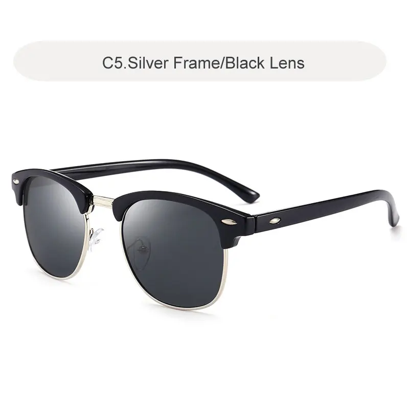 C5 Silver-Black Винтажные Поляризованные солнцезащитные очки для мужчин и женщин классические брендовые дизайнерские солнцезащитные очки для мужчин ретро зеркальные очки для водителя Oculos UV400 - Цвет линз: C5 Silver-Black