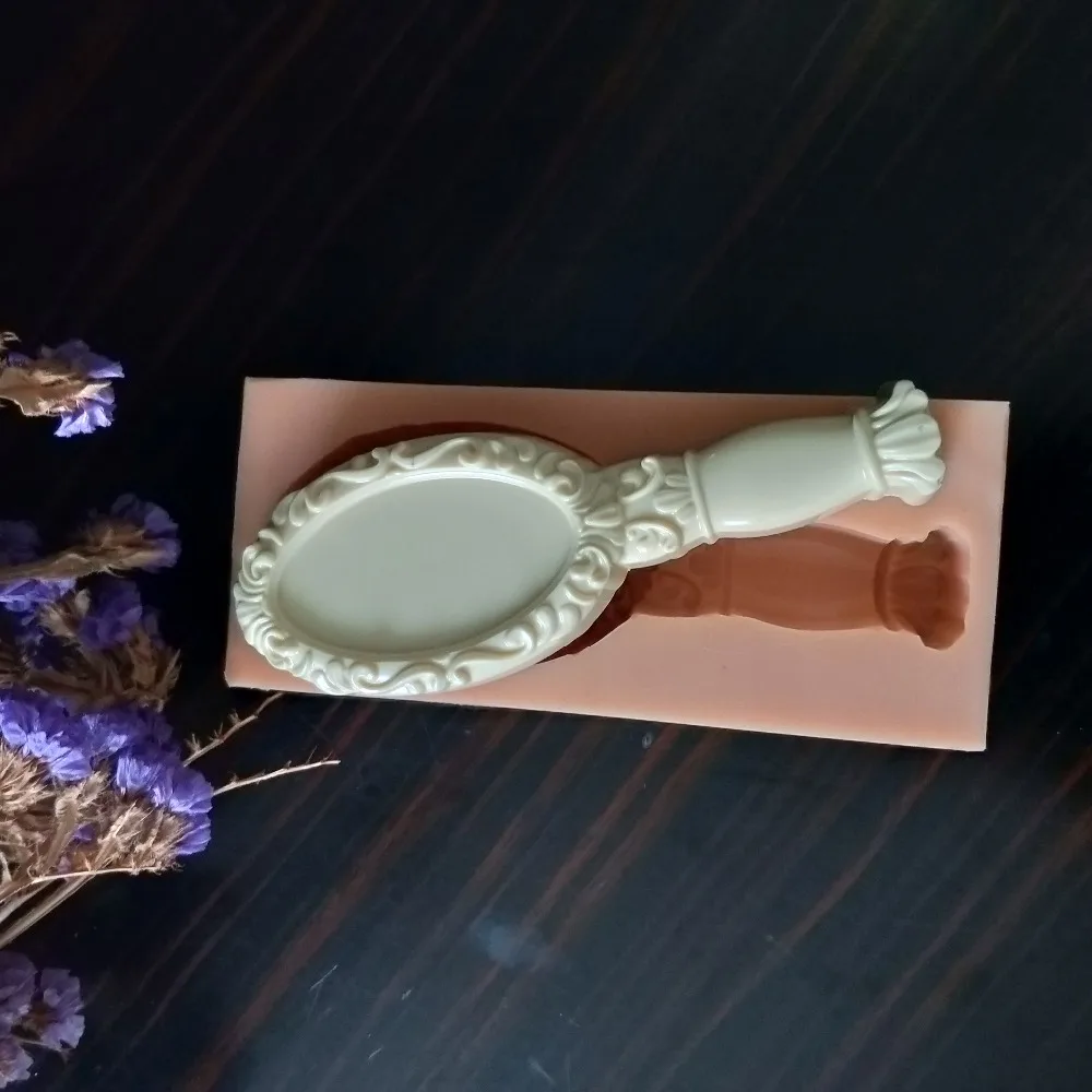 QT0194 przy силиконовые формы ручное зеркало силиконовые формочки для фондана макияж зеркало формы для мыла глина Смола гипсовая шоколадная Свеча Плесень