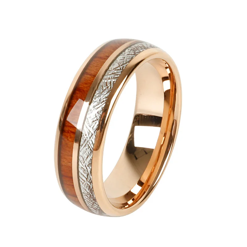 Классические метеоролитные деревянные кольца из карбида вольфрама для мужчин