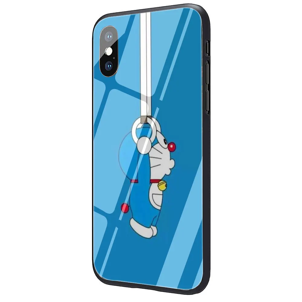 EWAU милый Doraemon чехол из закаленного стекла для телефона для iphone 5 5s SE 6 6s 7 8 plus X XR XS 11 pro Max - Цвет: G1