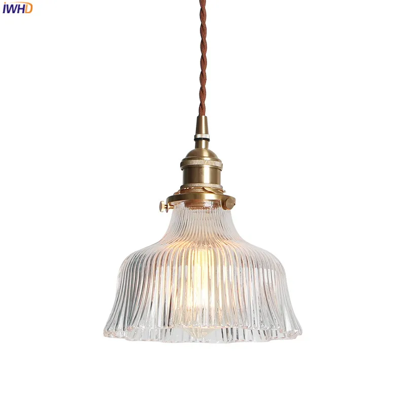 

IWHD Nordic Glass LED Pendant Lights Fixtures Bedroom Dinning Living Room Light Modern Copper Hanging Lamp Lampara Colgante