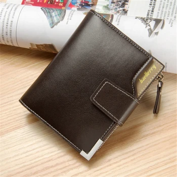 

New Korean casual men's wallet Short vertical locomotive British casual multi-function card bag zipper buckle triangle folding