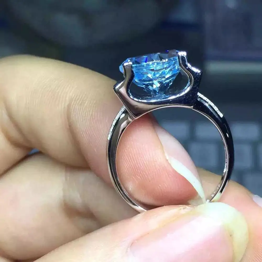Изысканное женское серебряное кольцо с голубым топазом, натуральный камень, серебро 925 пробы, хороший цвет, подарок на день рождения, Овальный подарок на год