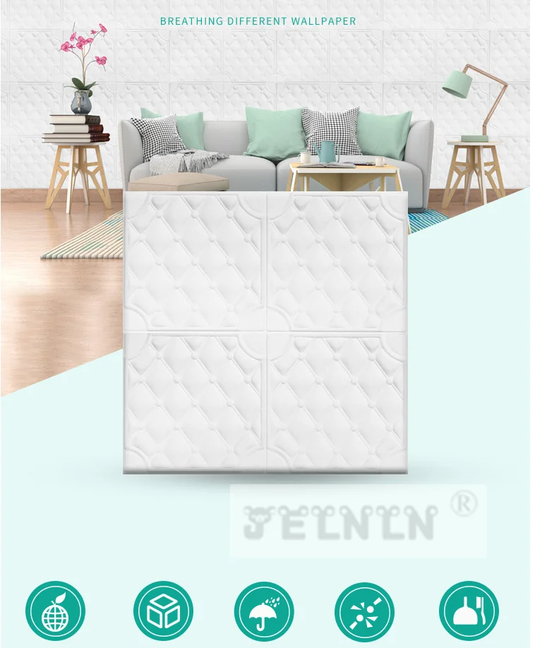 Wallpaper 3d foam wall kitchen moisture-proof mildew wall stickers thickened anti-collision TV background soft package wallpaper