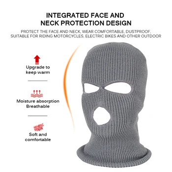 

TIOODRE Warm Ski Cycling 3 Hole Balaclava Hood Cap Full Face Mask Army Tactical For 15.75 - 24.41inch Head Circumference Winter