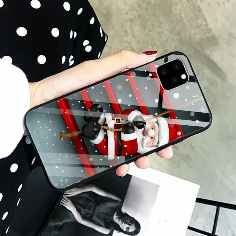 Рождественский чехол для телефона s для iPhone 11 Pro Max, чехол из закаленного стекла для iPhone X XS Max 7 8 6 6S Plus 11 Pro XR X S, Жесткий Чехол