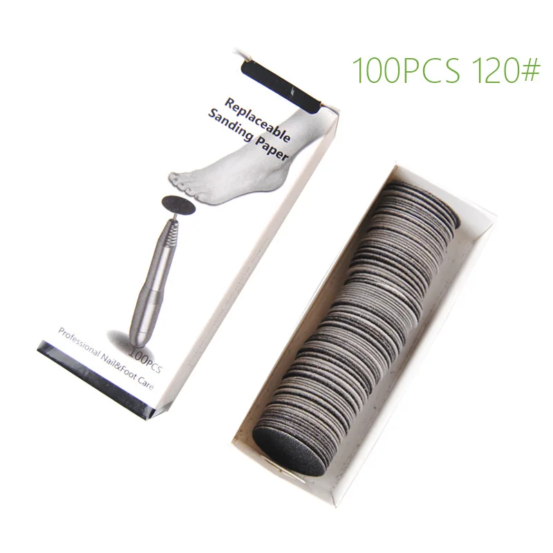 100pcs/Box Disc Cuticle Callus Remove Tool For Electric Foot File Callus Hard Dead Skin Pedicure Tools Replaceable Sandpaper