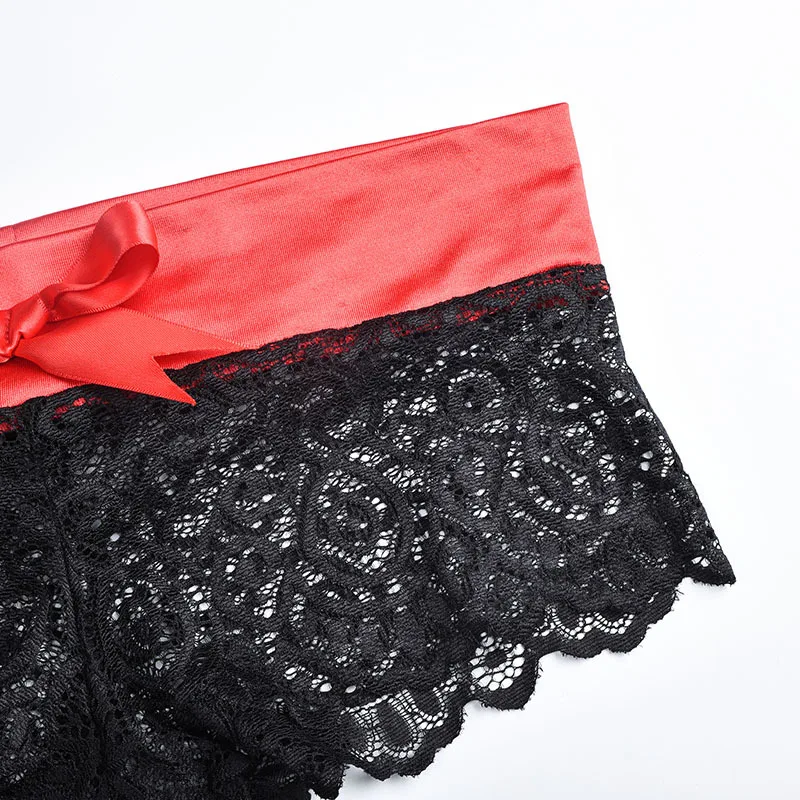 underwear sets sale Red Satin Bowknot Bra Set Women Lace Floral Nightwear Sexy Lingerie Set Seamless Push Up Bra Panties Set Sexy Crop Top Underwear underwear sets sale