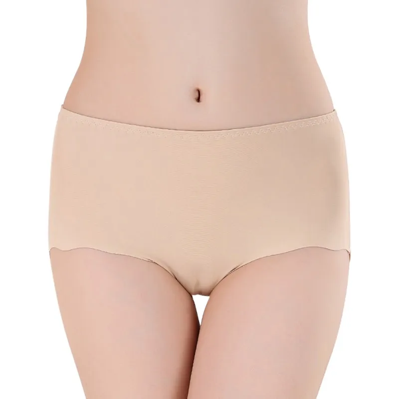 Feminine seamless trim ruffled panties plus size women's panties - Цвет: Бежевый
