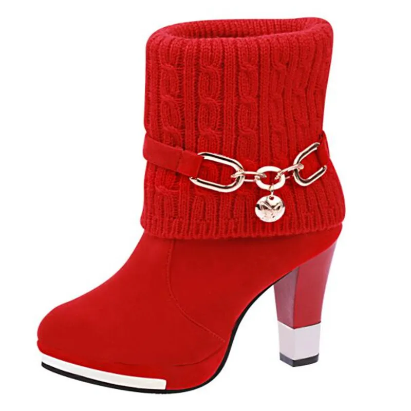 

New women boots thick high heel suede tube warm plus velvet fashion shoes sneakers wear-resistant bottom design women boots