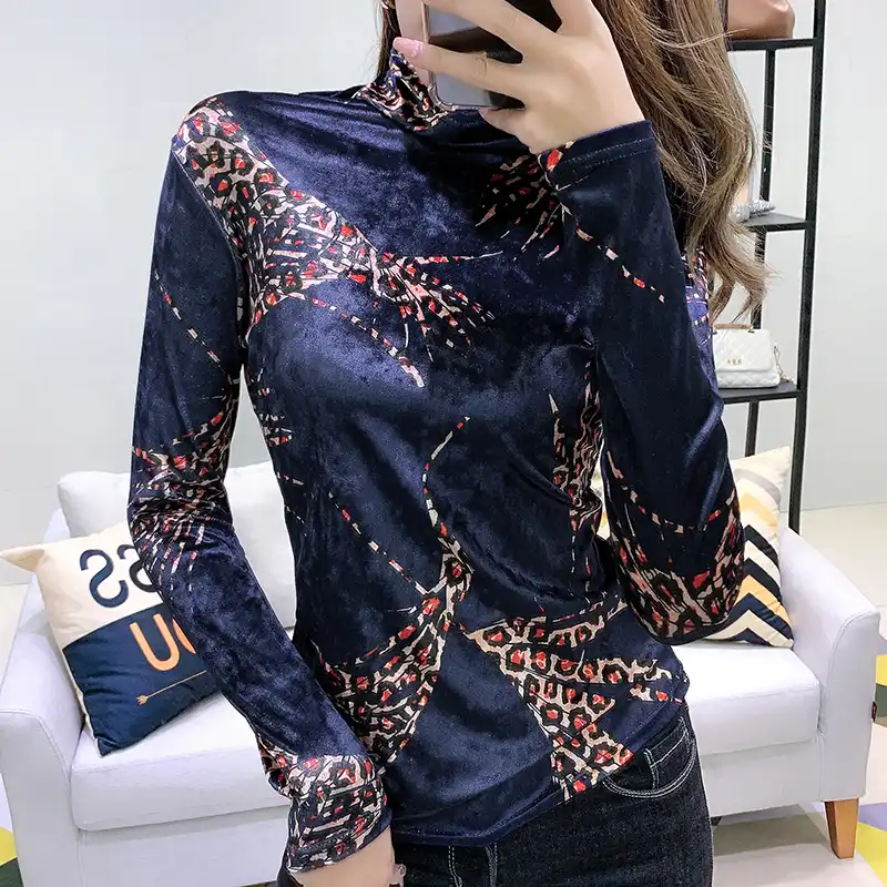 Velvet tops womens plus size Clearance