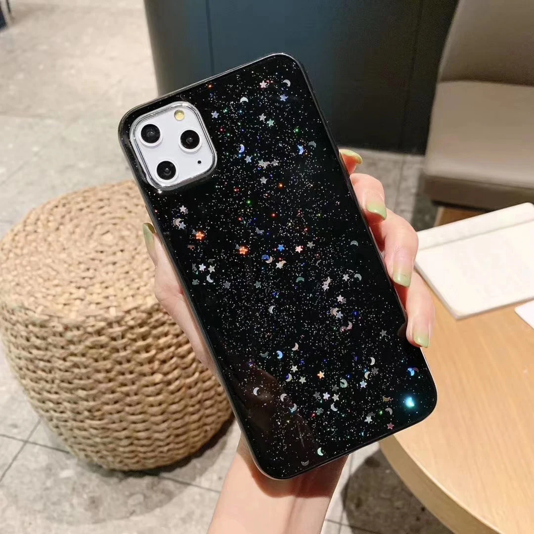 Блестящий тонкий мягкий чехол для iPhone 7, 8, 6, 6s Plus, силиконовый чехол из ТПУ с блестящими блестками и звездами для iPhone 11 Pro Max XR X Xs