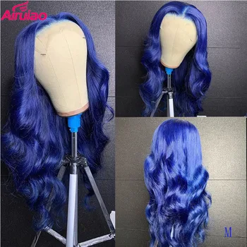 

Preplucked Colored Blue Body Wave Human Hair Wig Ombre Brazilian 13*6 Deep Part Lace Front Wig For Black Women 130% Remy Closure