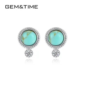

Gem&Time Bohemian Circle Turquois Tassle Drop Earrings Women's 100% Sterling Siilver 925 Dangle Earring Jewelry Pendientes Mujer