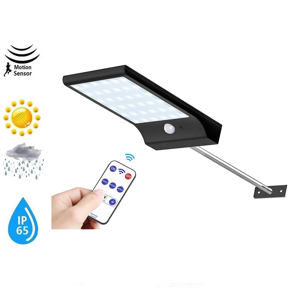 

remote Outdoor Led Light Wall Street Garden Security PIR Motion Sensor Solar Powered Lamp spot light Waterproof IP65 Decorative