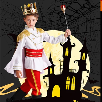 Nowe chłopięce dziewczyny książę i księżniczka Cosplay kostium kostium na Halloween dla dzieci książę z bajki kostium karnawał Party Princess Dress tanie i dobre opinie DEQIAO CN (pochodzenie) Majtki anime Chłopcy Zestawy Prince and Princess kids costume POLIESTER