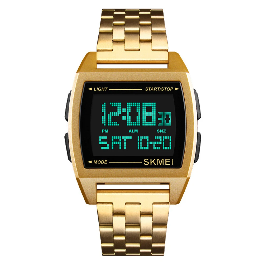 

Men Alarm Clock Waterproof Digital Watch Home Business Double Time Gift Anti Shock Countdown Date Electronic Stainless Steel