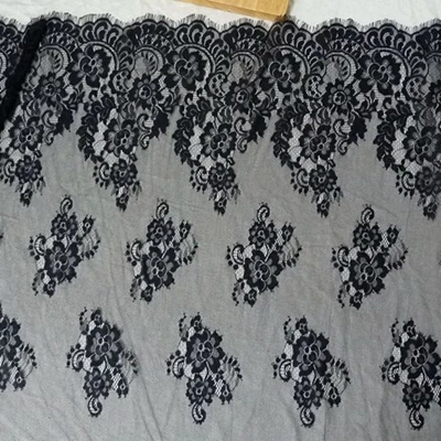black 3M 1,5 м широкая мягкая сетка большой цветок ресниц кружевная ткань DIY свадебная вуаль платье аксессуары для дома - Цвет: black 3M