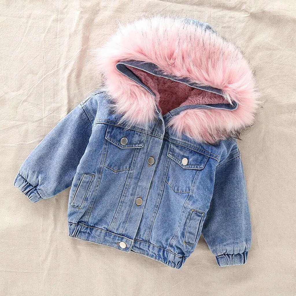 baby girl jean jacket with fur