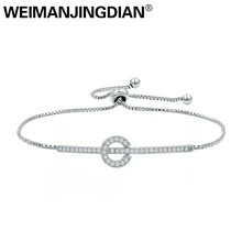 WEIMANJINGDIAN Новое поступление, белое золото/розовое золото/желтое золото с покрытием кубического циркония слайдер регулируемые браслеты