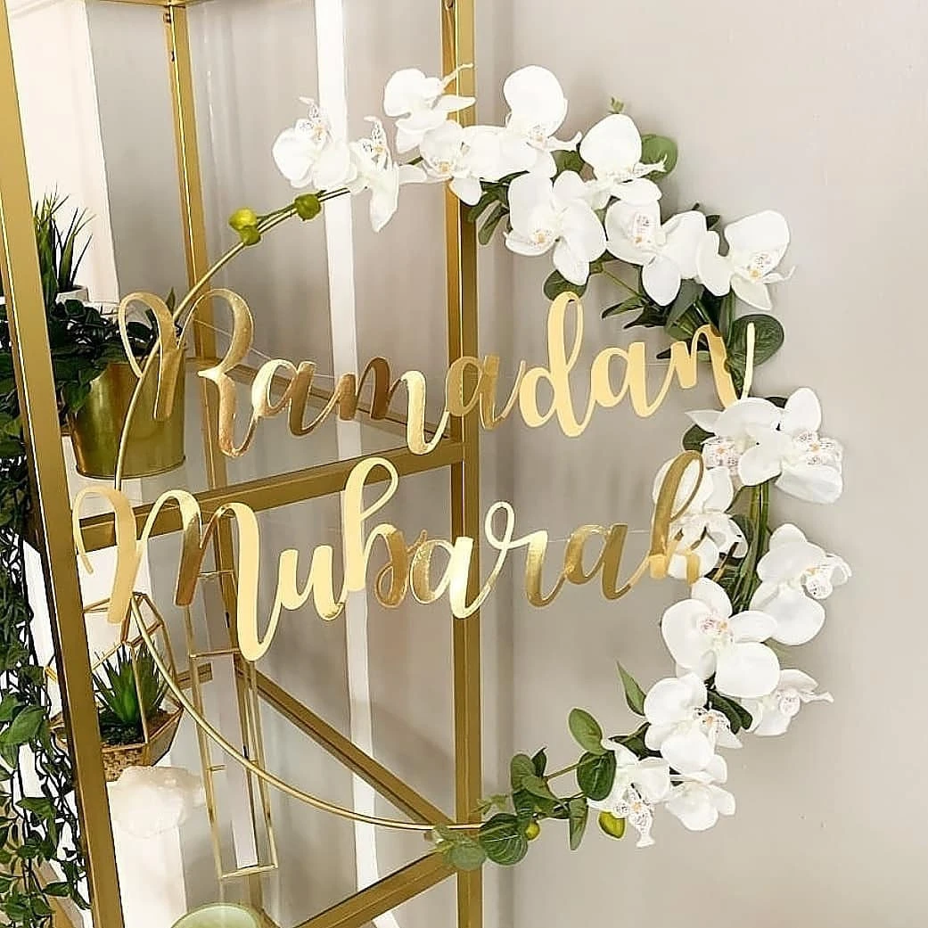 Anillo de Metal de hierro para decoración del hogar, 1 Juego de 10-40cm, artesanía de madera, guirnalda para flores para Eid Mubarak Ramadán, fiesta, regalo de boda