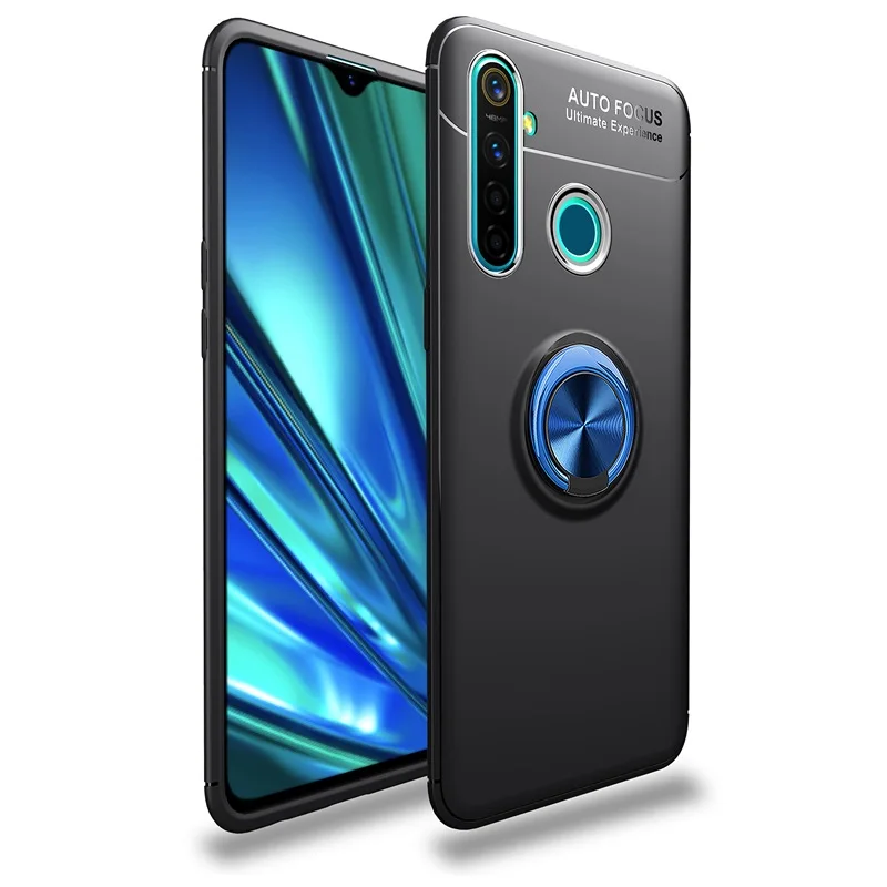 Противоударный чехол для OPPO Realme 5, чехол, магнитный кольцевой кронштейн, мягкий матовый Силиконовый чехол для телефона, чехол для realme5