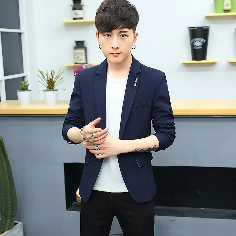 

Youth MEN'S Casual Suit Men's Printed Letter Korean-style One-Button Suit 2017 Men'S Wear Autumn And Winter Small Suit Men's