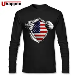 Мужская Осенняя футболка с длинными рукавами на заказ, большие размеры, базовые футболки, крутой Американский США, флаг внутри меня