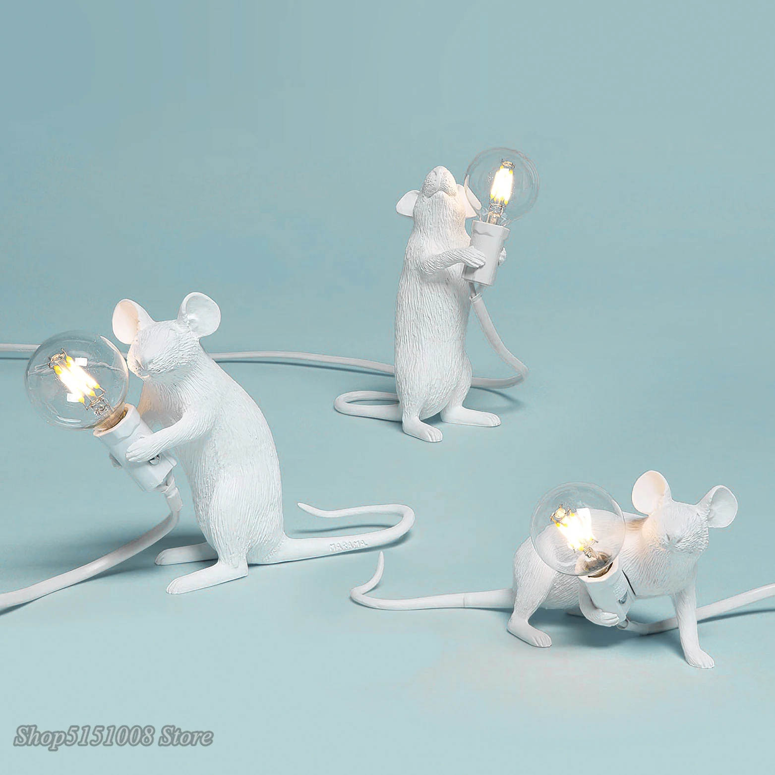  Postmodern Resin Animal Rat Mouse Table Lamp Small Mini Mouse Cute LED Night Lights Home Decor Desk - 33004520507