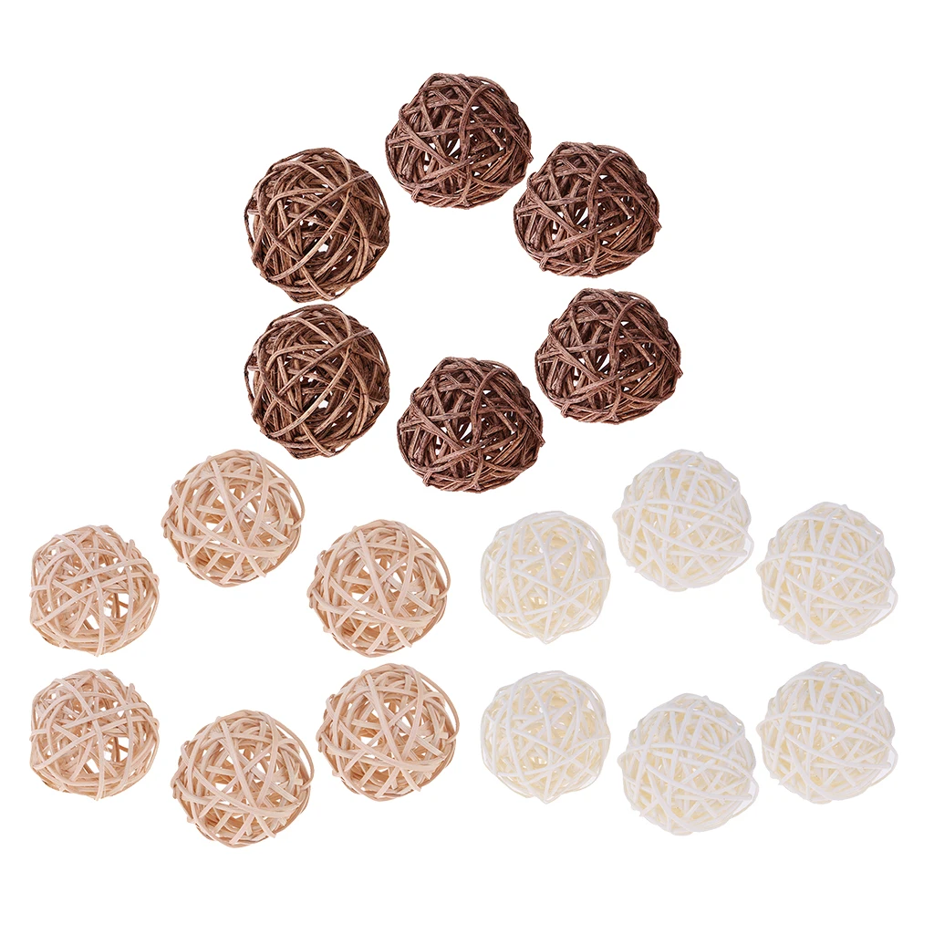 6Pcs Wicker Balls 7 Cm DIY Home Wedding Christmas Party Hanging Decoration 3 Colors Available