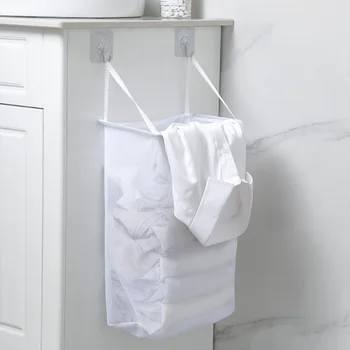 

White Wall-Mounted Dirty Clothes Basket Bathroom Paste Dirty Clothes Storage Basket Bathroom Laundry Basket Dirty Clothes