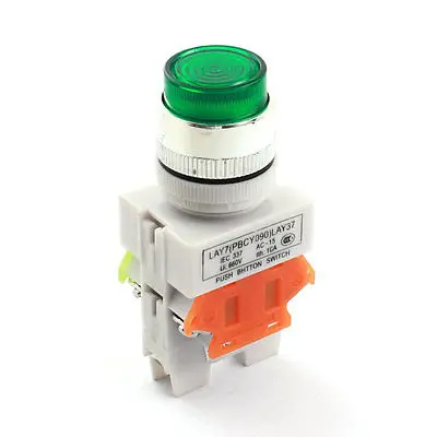 Машина DPST мгновенный 1NO+ 1NC AC220V зеленый световая кнопка включения Пресс переключатель