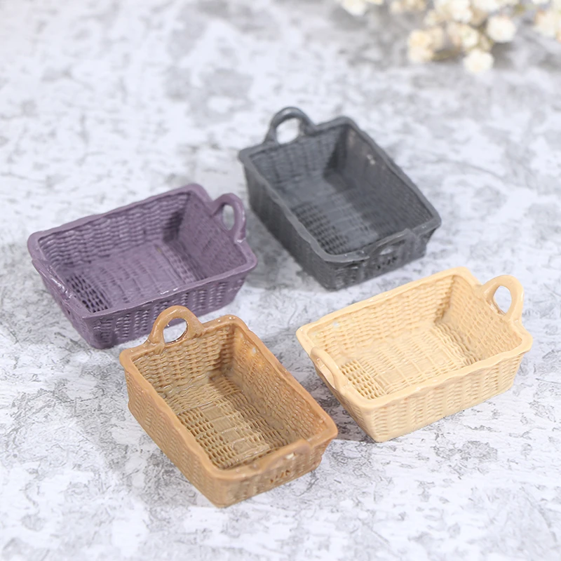 1/12 Dollhouse Miniature Mini Resin Storage Basket Model Accessories Toys Doll House Home Decoration Supplies