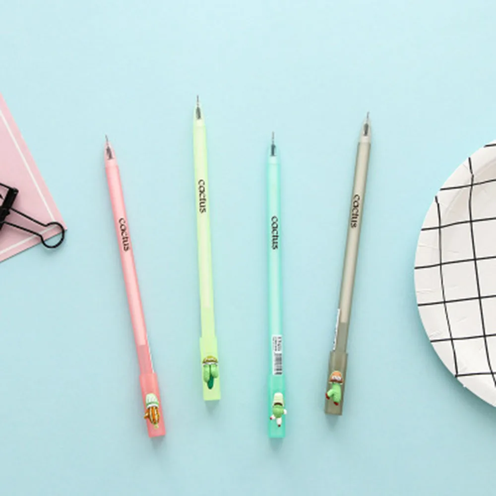

Hot Sale Korea Small Cactus Shape Fresh and Lovely Creative Black Pen Personality Fun Three-dimensional Gel Pen Set Kawaii Schoo