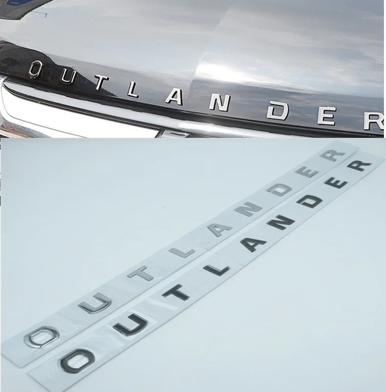 Car Sticker 1pcs 3D ABS OUTLANDER Letter Front Head Hood Bonnet Grill Decals Emblem Badge Styling Accessories