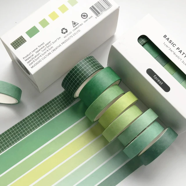 JIANWU 8pcs/set Retro Solid Color Basic Decoration Washi Tape Set DIY Scrapbook Cute Sticker Kawaii Masking Tape School Supplies forest