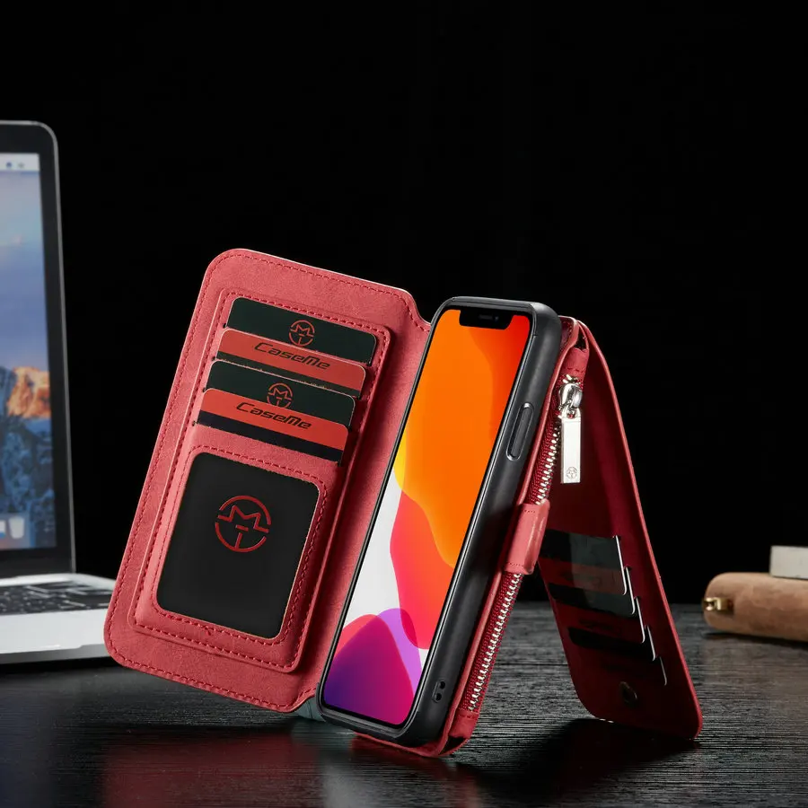 CaseMe съемный Флип кожаный чехол для iPhone 11 Pro Max бизнес кошелек чехол для телефона iPhone 11/11Pro/11Pro Max