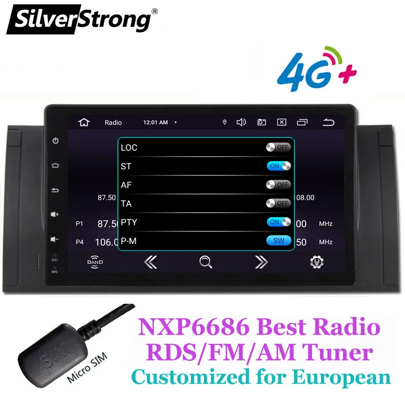 Автомобильное радио GPS Android 10 для BMW/E39/X5/E53 4G Wifi RDS FM/AM стерео система опционально