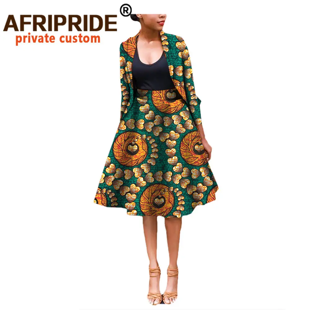 Комплект из 2 предметов в африканском стиле для женщин 2020 Дашики пальто и юбка с