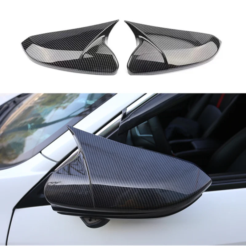 Yctze 2X Rear Carbon Fiber Style Rearview Mirror Cover Caps Replacement for Honda Civic Sedan Coupe 2016-2019 civic 2016 mirror cover 2017 civic hatchback mirror caps 2017 civi Rearview Mirror Cover 