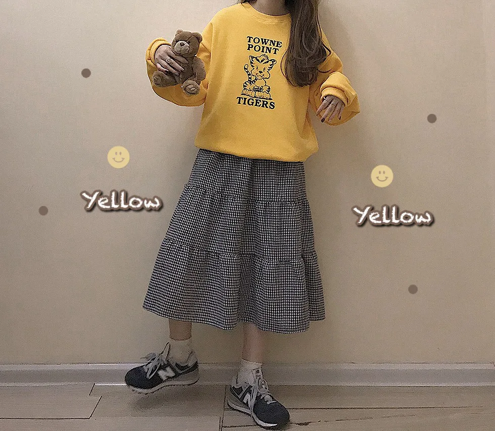 Kawaii с принтом тигра, зимняя женская кашемировая теплая свободная толстовка с капюшоном, толстовка в стиле BF, простая подростковая одежда для девочек, зеленые желтые пуловеры, топы