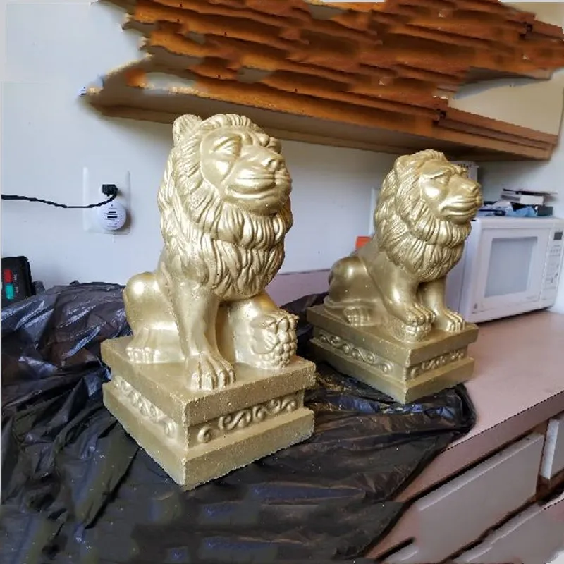 Summer Breeze Foo Dog Lions Pair Mold Set, Cement Statue Mould, ABS Plastic, DIY Concrete Greek Sculpture, H 35cm/ 13.78in